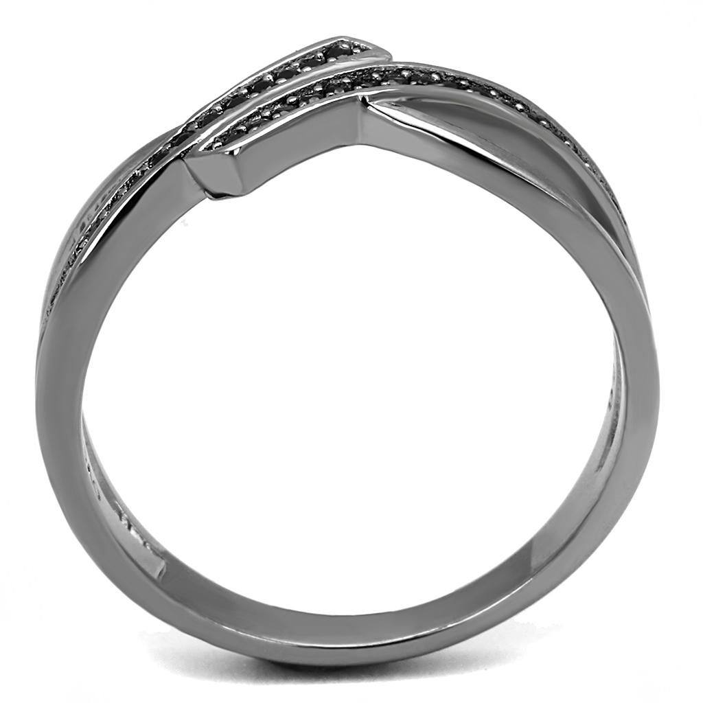 TS599 - Ruthenium 925 Sterling Silver Ring with Synthetic Spinel in