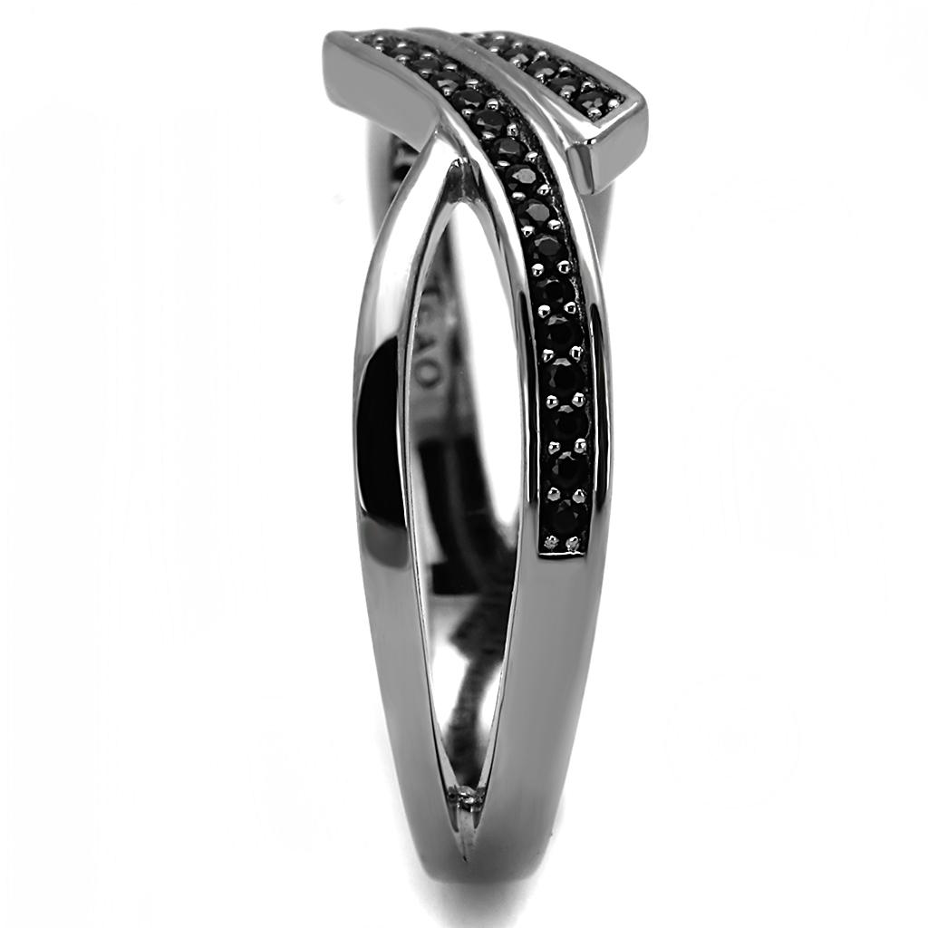 TS599 - Ruthenium 925 Sterling Silver Ring with Synthetic Spinel in