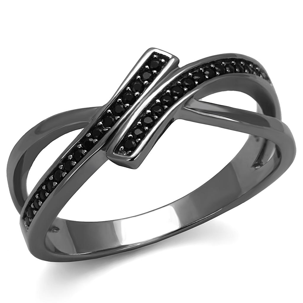 TS599 - Ruthenium 925 Sterling Silver Ring with Synthetic Spinel in